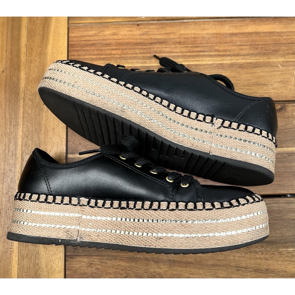 Beira Rio SZ 8 Women's Espadrille Platform Sneakers Shoes Black Made in Brazil - Picture 7 of 9